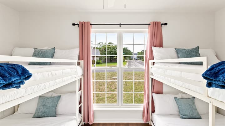 Bunk Room has two sets of bunk beds. Both are full over full bunks.
