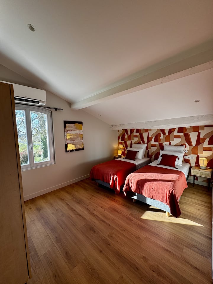 1号卧室配备1张180X200的加大双人床或2张90X200的单人床