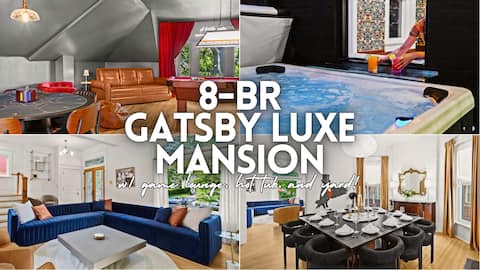 Gatsby Luxe Mansion w/ Game Lounge, Hot Tub, Yard!