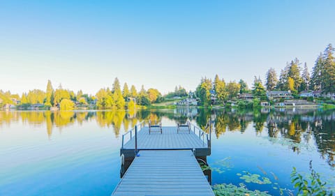 Waterfront Villa with a Log Cabin