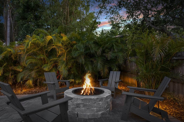 Gather around the crackling fire pit