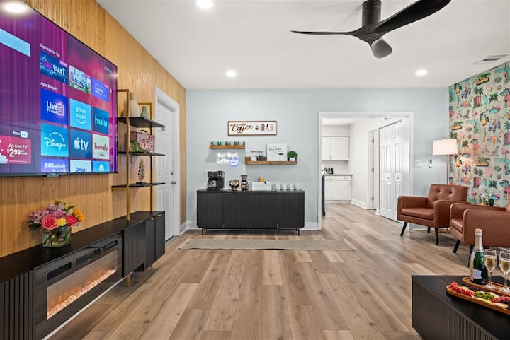A newly designed well appointed living area awaits you.