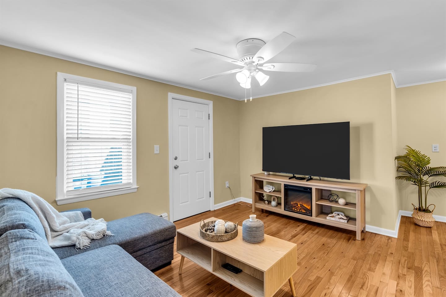 Cozy bonus den with huge flat screen and electric fireplace for more space and separate viewing preferences!