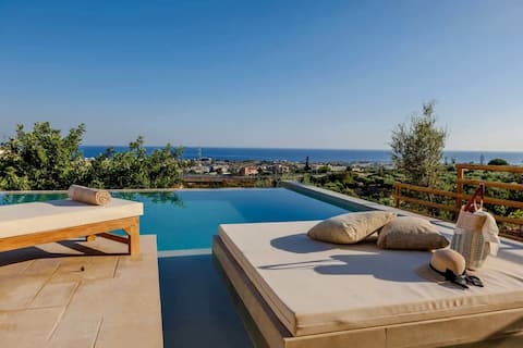 Malia Vista Villa-Private Pool, Panoramic Seaview