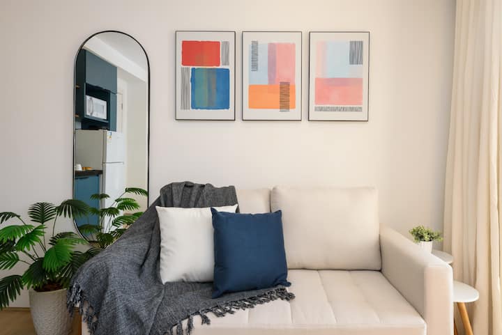 Cómodo sofá cama para un máximo de 2 huéspedes.