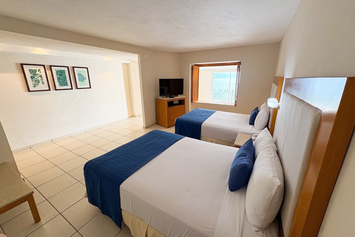 客房配备2张床、电视和无线网络