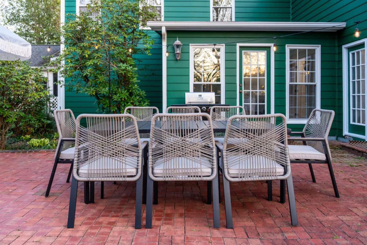 Outdoor dining table set for a group