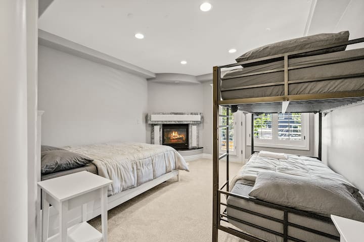 Fireplace, balcony
