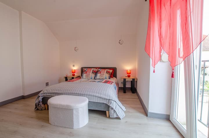 Chambre double à l'étage