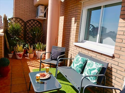 El Ático vacation rental in Encalma, terrace, garage, beach