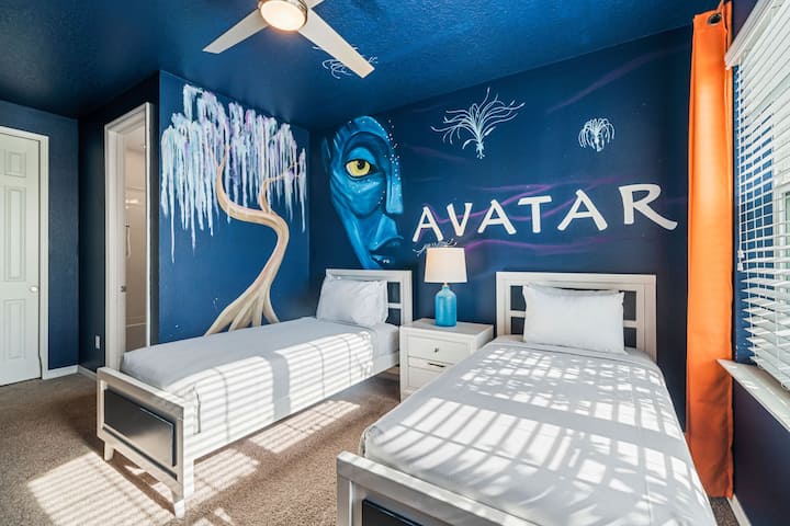 Dormitorio 3 Habitación temática Avatar con 2 camas individuales y baño privado