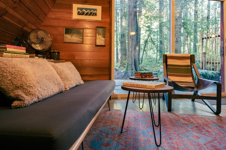 Daybed sofa by Modernica, lounge chair by BluDot