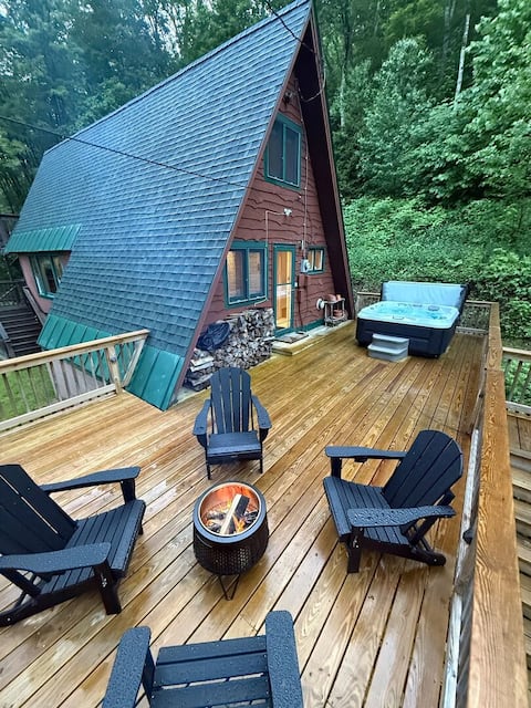 Modern Killington A-Frame with Deck & Hot Tub