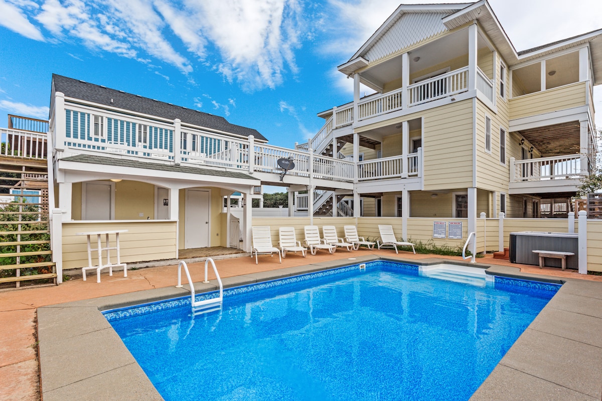 Overdraft: Steps to Beach, Pool, Hot Tub, 7BR OBX