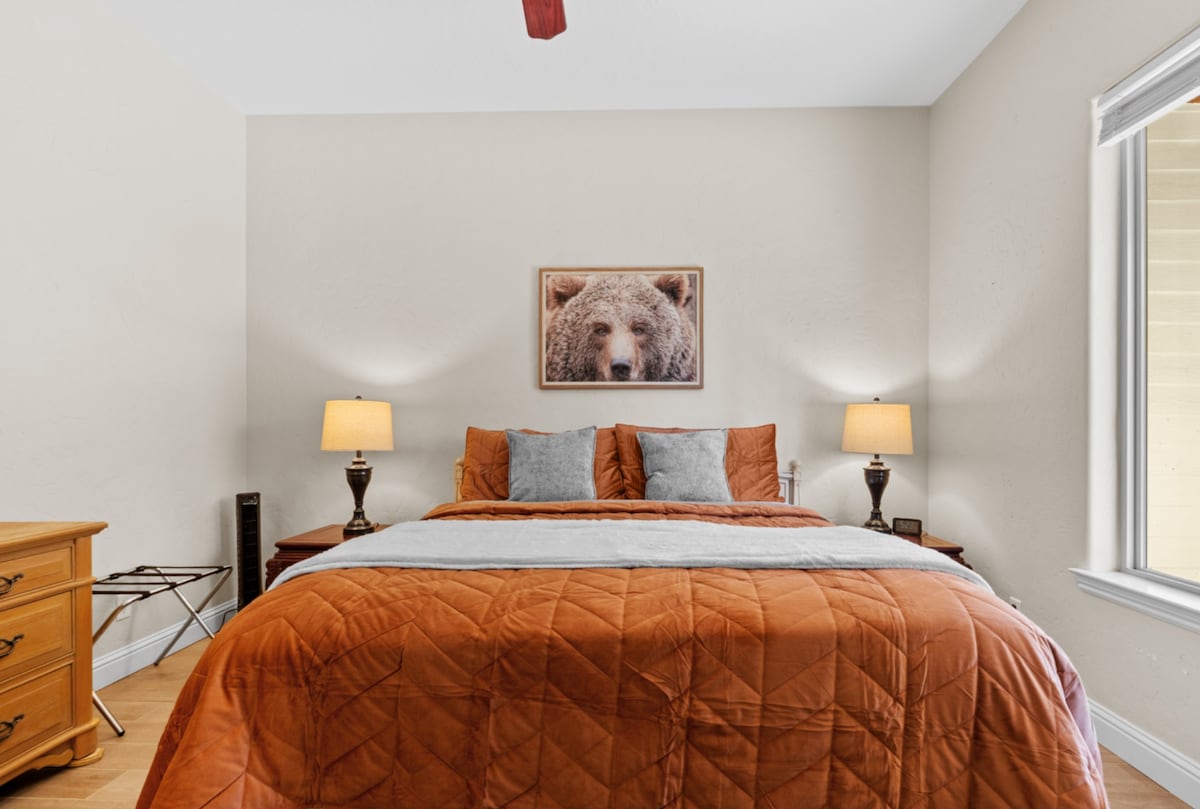 The Master Bedroom:: Features a brand new California King Size Bed + Ensuite Bathroom