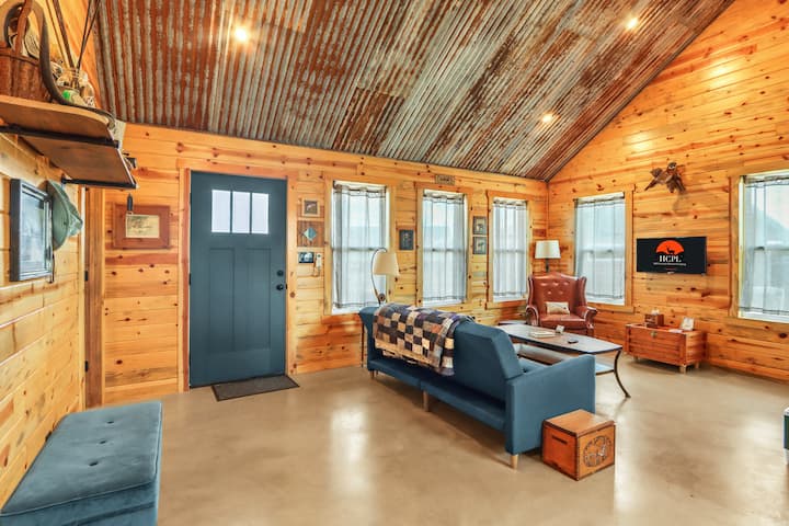 La sala de estar tiene un sofá cama doble.