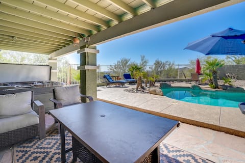 Backyard Oasis & Hot Tub: Mtn-View Wickenburg Home