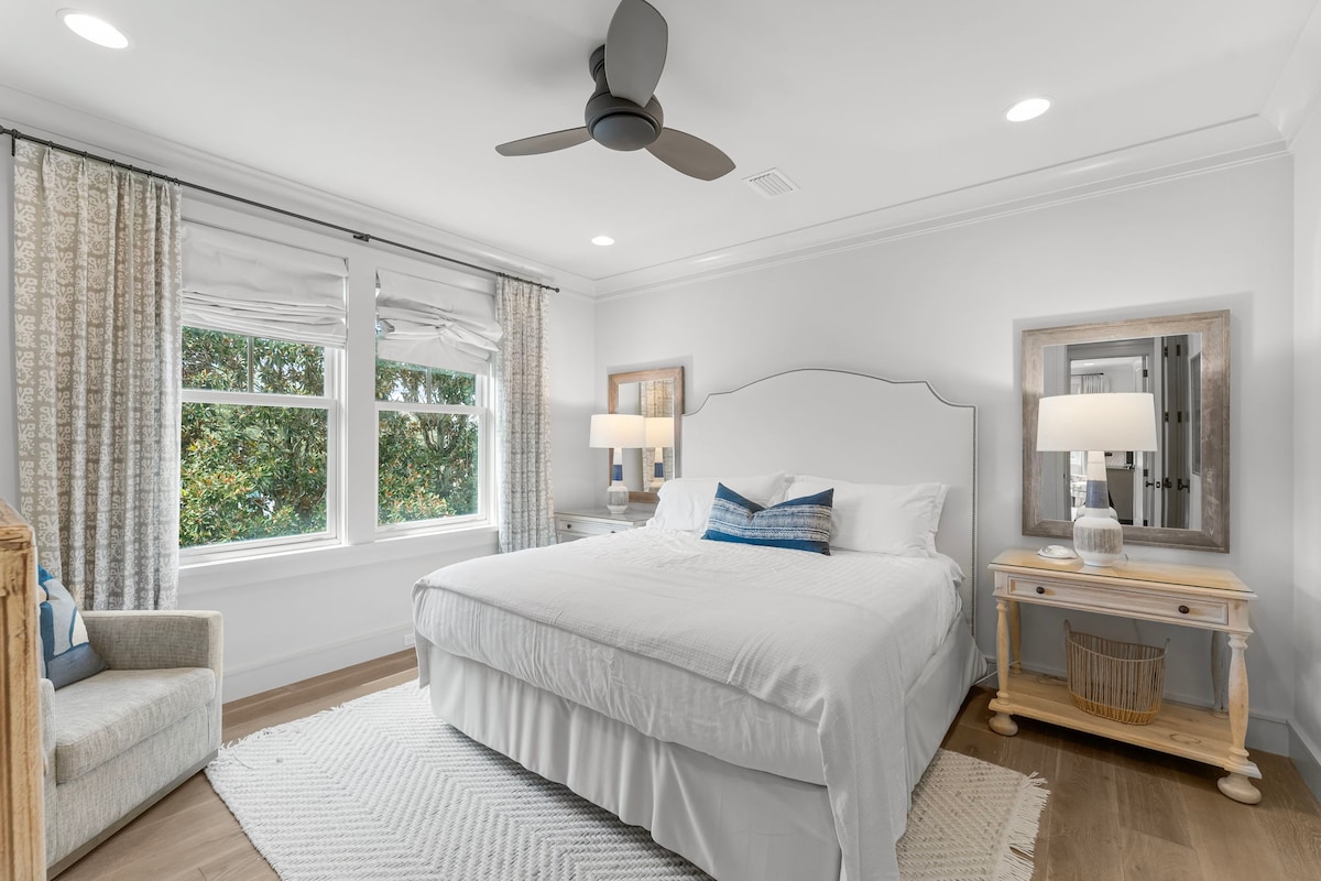 Bedroom #3 features king bed, with ensuite and smart tv.