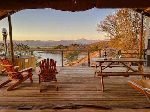 Premium Hot Tub Tent at AfriCamps Klein Karoo