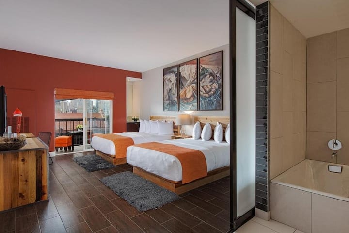 2 Queen | Ravel Hotel | Balcony | Rooftop Pool - Nueva York