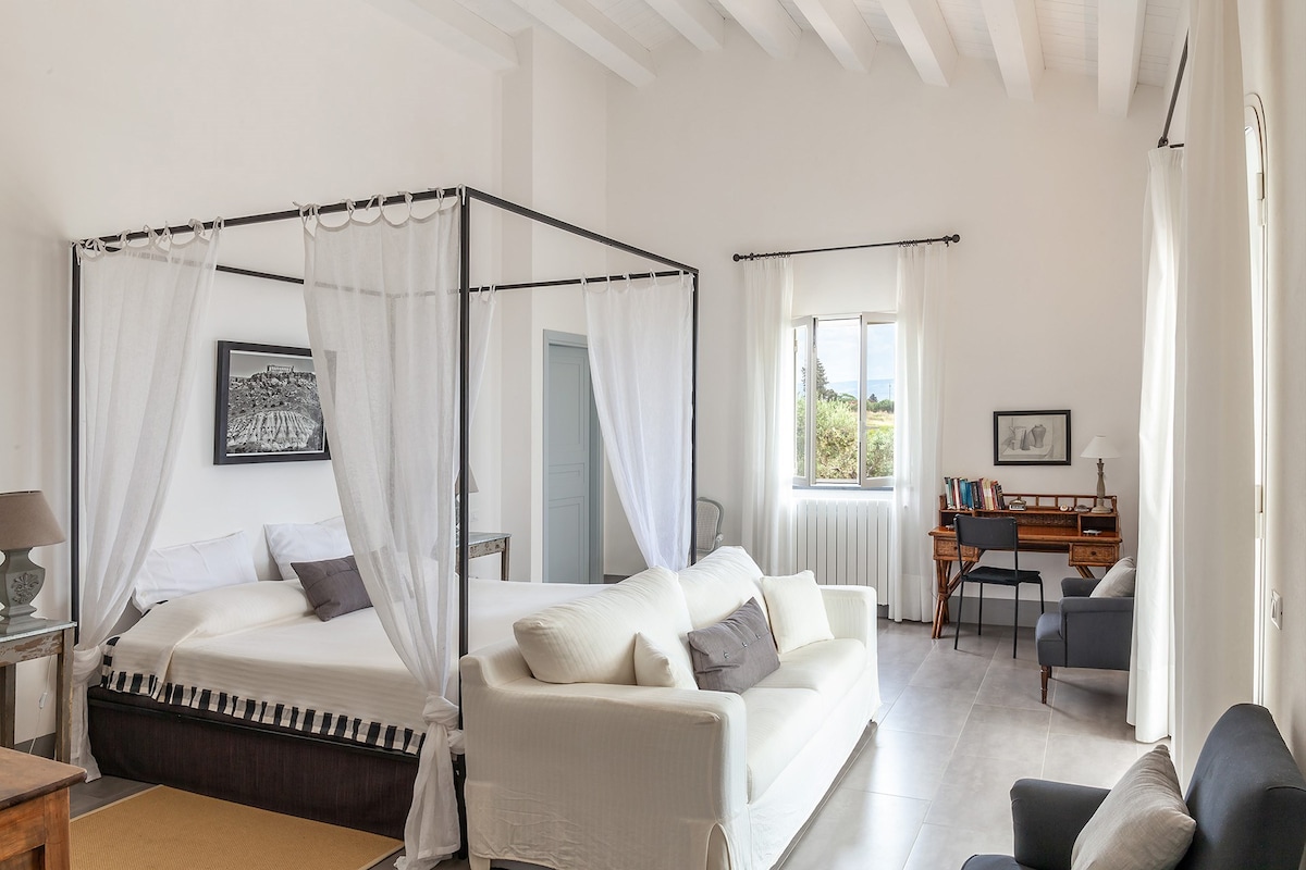 The ground floor main bedroom has a king-size bed and a walk-in wardrobe. (Bedroom 1)