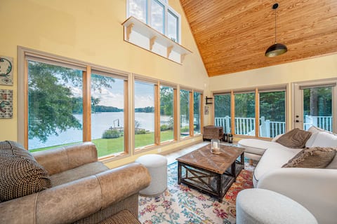 Spacious Lakefront Retreat with Canoe & Views