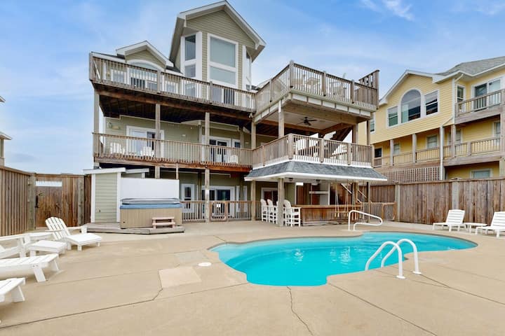 8br Oceanfront | Pool | Hot Tub | Balcony - Hatteras, NC