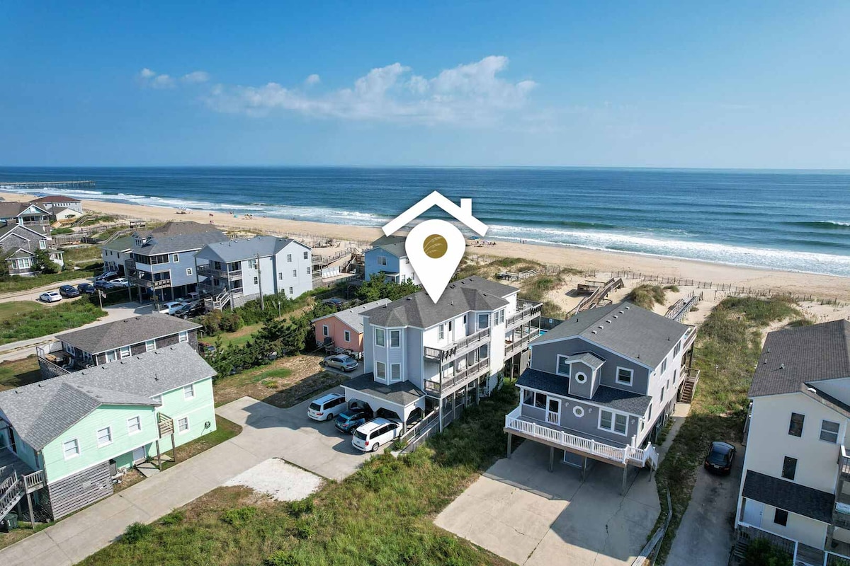 Oceanfront Nags Head | Elevator, Pool & Sleeps 13