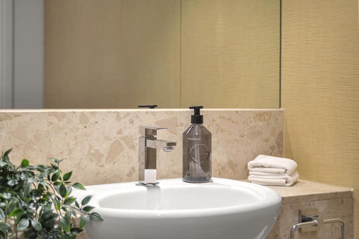 Enjoy the high quality soaps and features of this studio bathroom.