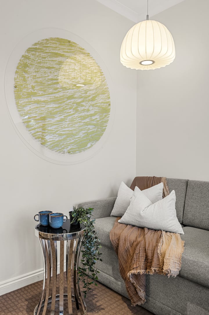 Put your feet up and relax on your comfortable couch.