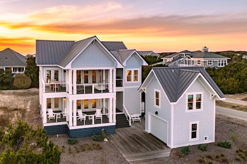 Top Airbnb: 6BR Gem | Ocean View | BHI + Shoals Club | 2 Carts in Bald Head Island