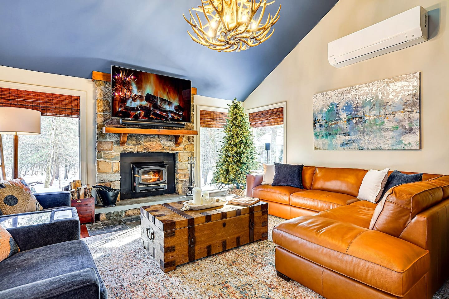 Indoor lounge space at Bearly Roughing It for cozy rainy-day hangs