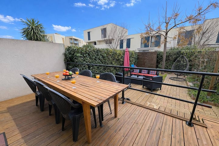Charmant Appartement T4 Avec Terrasse Et Jardin - Valras-Plage