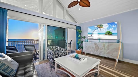 Popular Airbnb listing: New! Beachfront Paradise! ~Heated Pool! Top Floor in Holmes Beach