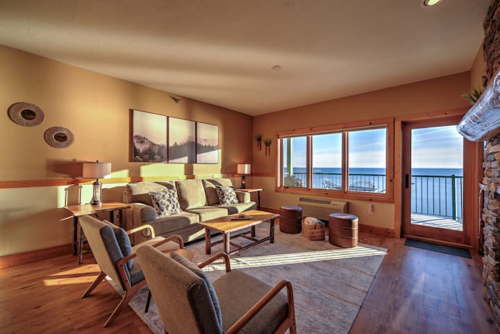 Living Room | Lake Views | Access to Outdoor Balcony