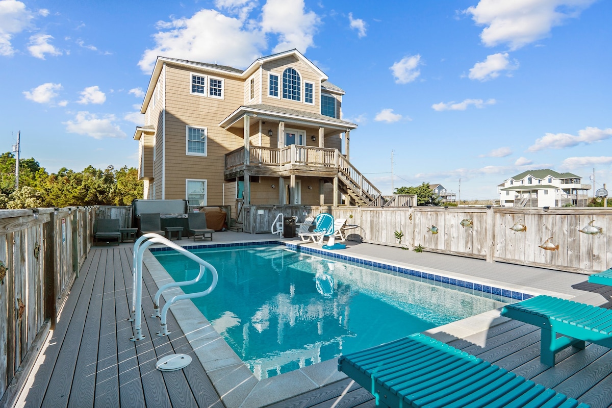 Semi-Oceanfront OBX | Pool, Hot Tub & Views