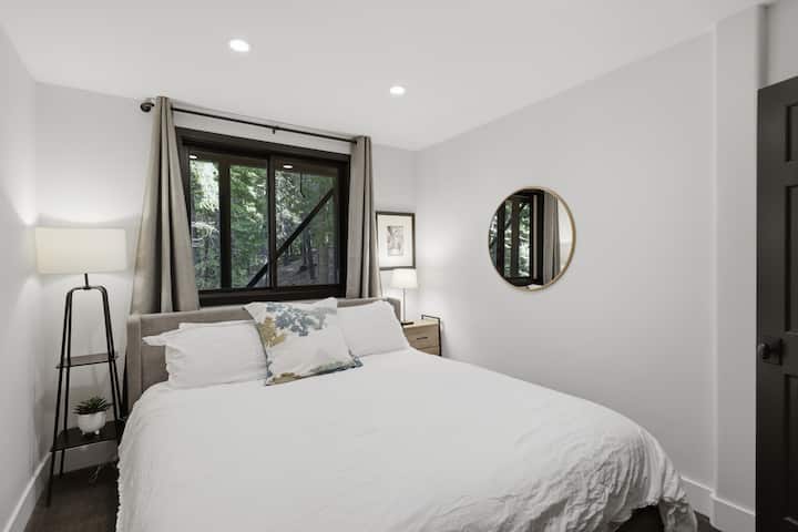 Intérieur, lampe, lit, meubles, art
