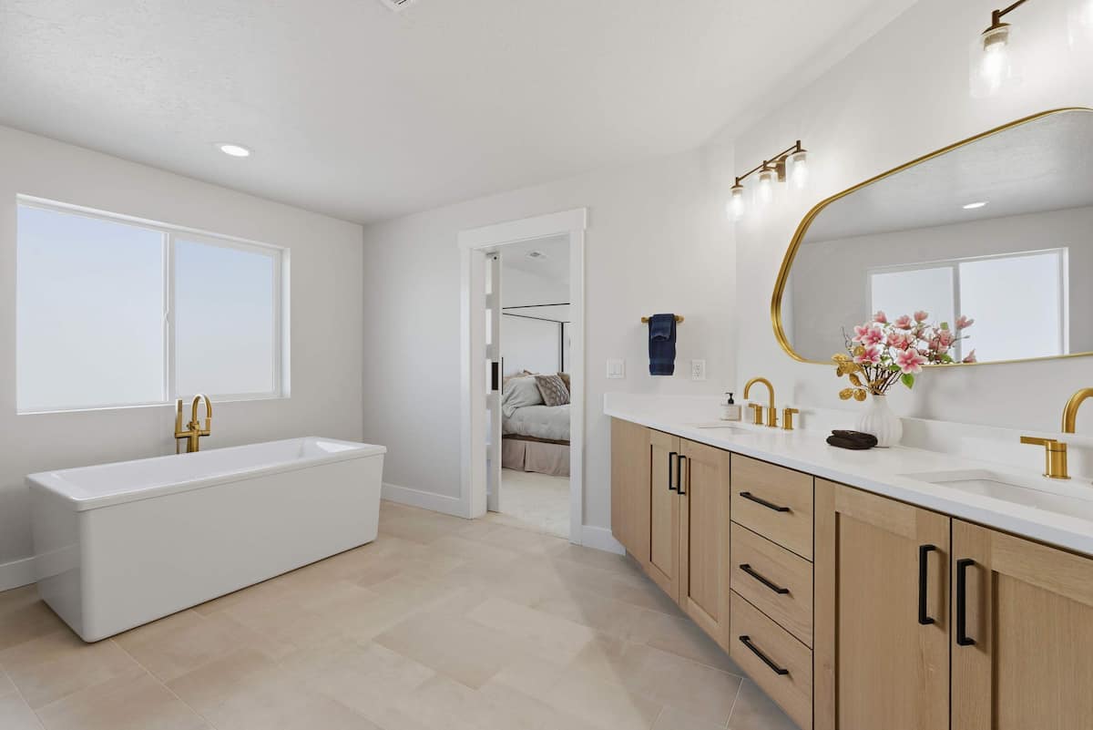 Primary bathroom with freestanding tub