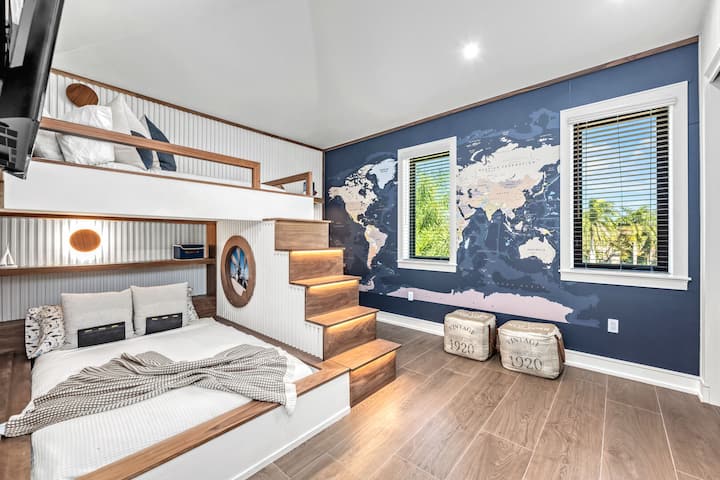 El dormitorio 4, la habitación litera, añade diversión y flexibilidad para familias y huéspedes más jóvenes.