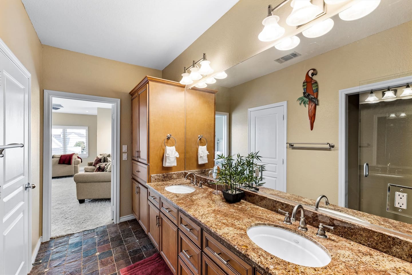 Spa-like bathrooms for easy mornings.