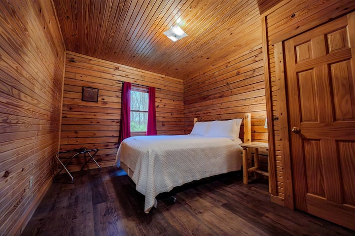 Queen log bed