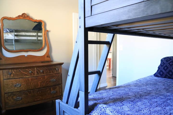 Bedroom 2 has a bunkbed with a twin on top and a full on the bottom. 