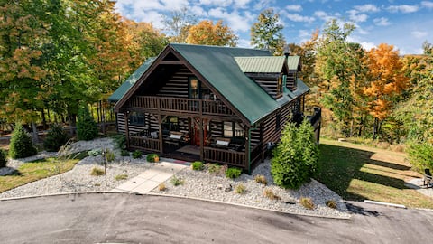 Horse Ranch Log Home w/ Hot Tub & Lake!