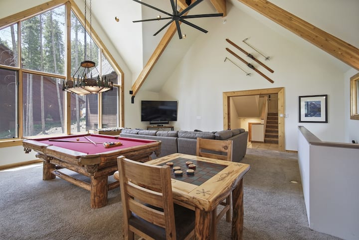 Living room #2 (Game Room) 75 Inch HDTV, Pool table, and foosball, and checkers