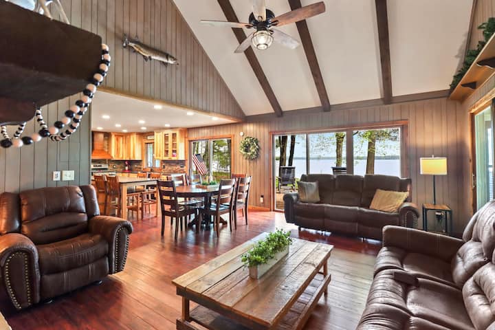 Lakefront, tennis court, pool table, dock, firepit