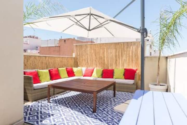 Bright Apt With Rooftop With Palms Near Downtown - Malaga