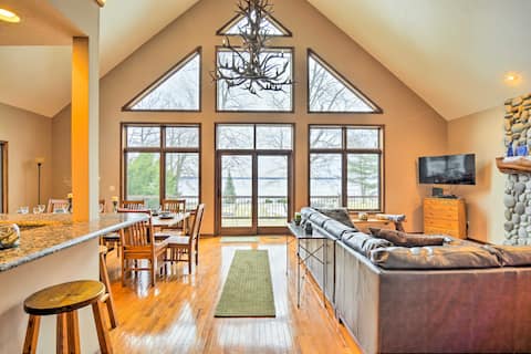 Lakefront Roscommon Home w/ Game Room & Dock!