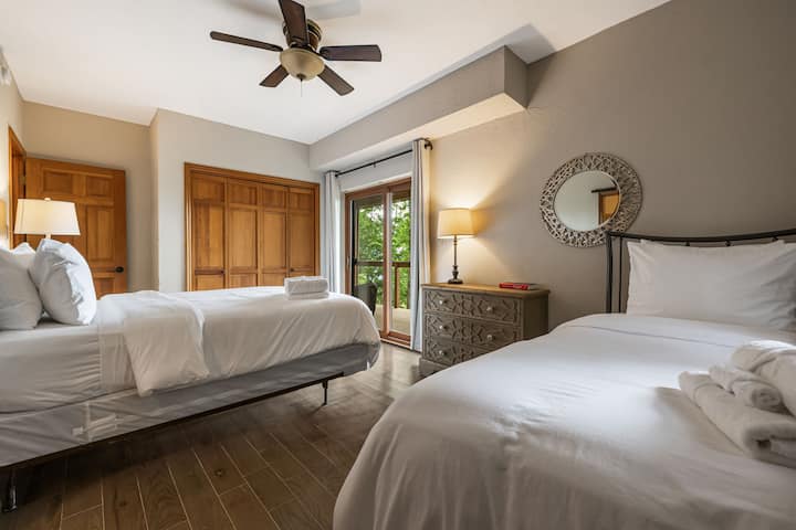 קומה תחתונה - חדר שינה שלוש - מיטת קווין סייז ומיטת טווין אחת