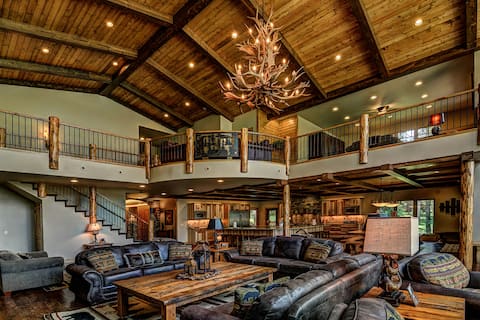 Plush lakefront 9BR with dock & fireplace
