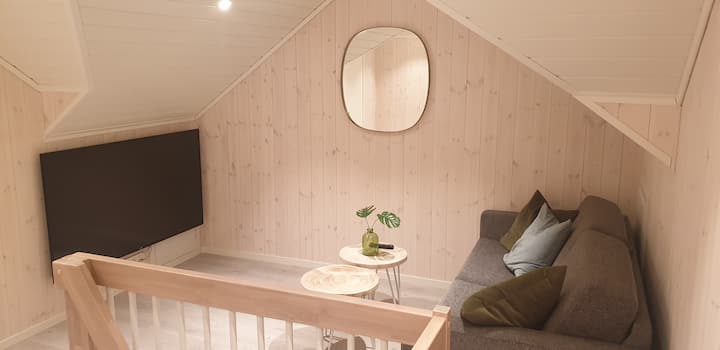 Second floor with pullout bed and nice tv area